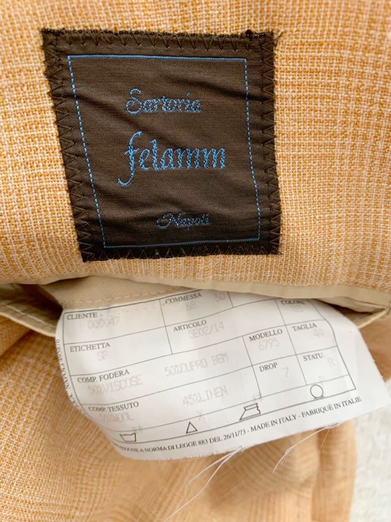 ビームス購入 SARTORIA Felamm NAPOLI イタリア製リネン混ジャケット size44 グレンチェック 春夏 美品 サルトリア フェラム メンズ_画像7