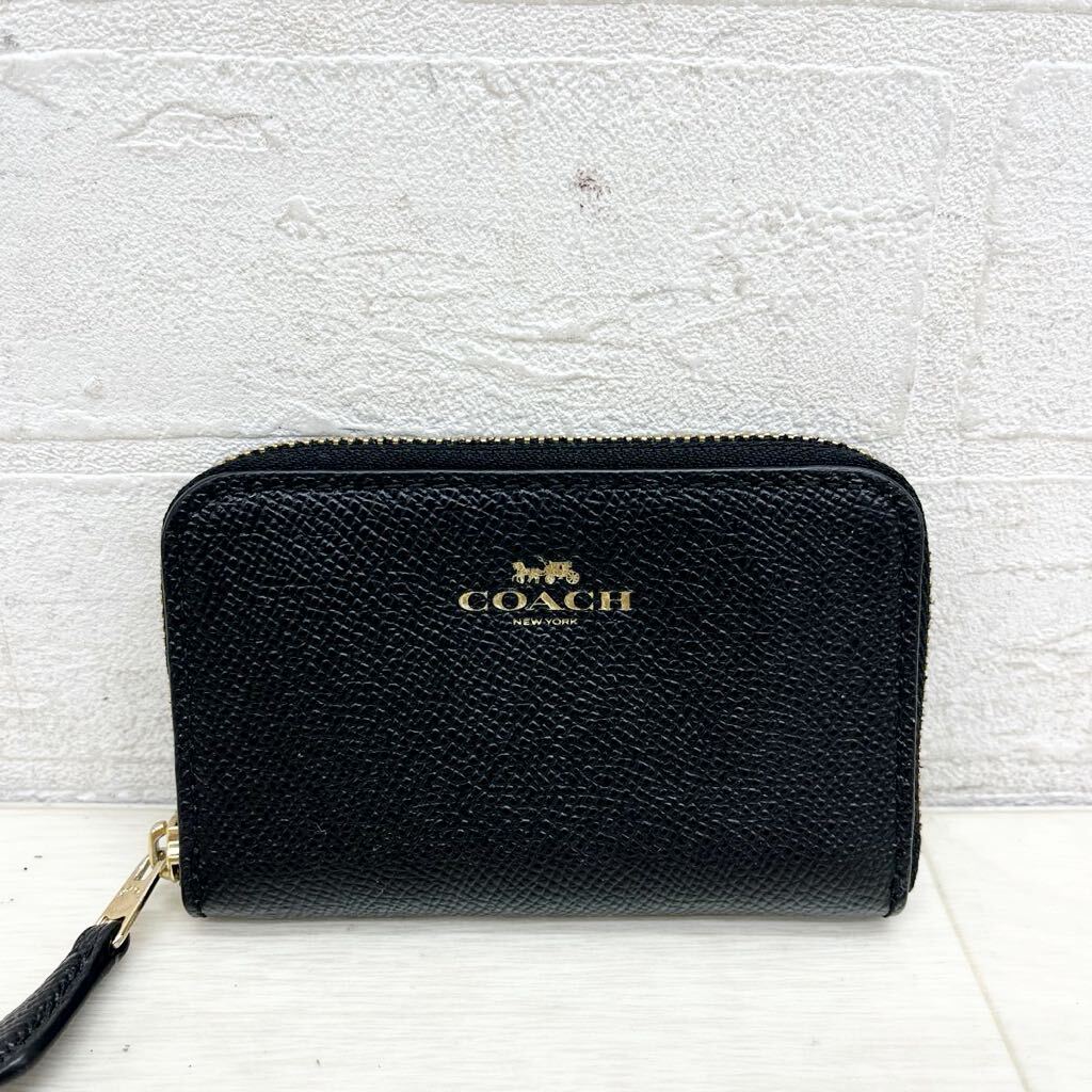 1460◎ COACH コーチ 財布 小銭入れ コインケース ラウンドファスナー シグネチャー カジュアル ブラック メンズ