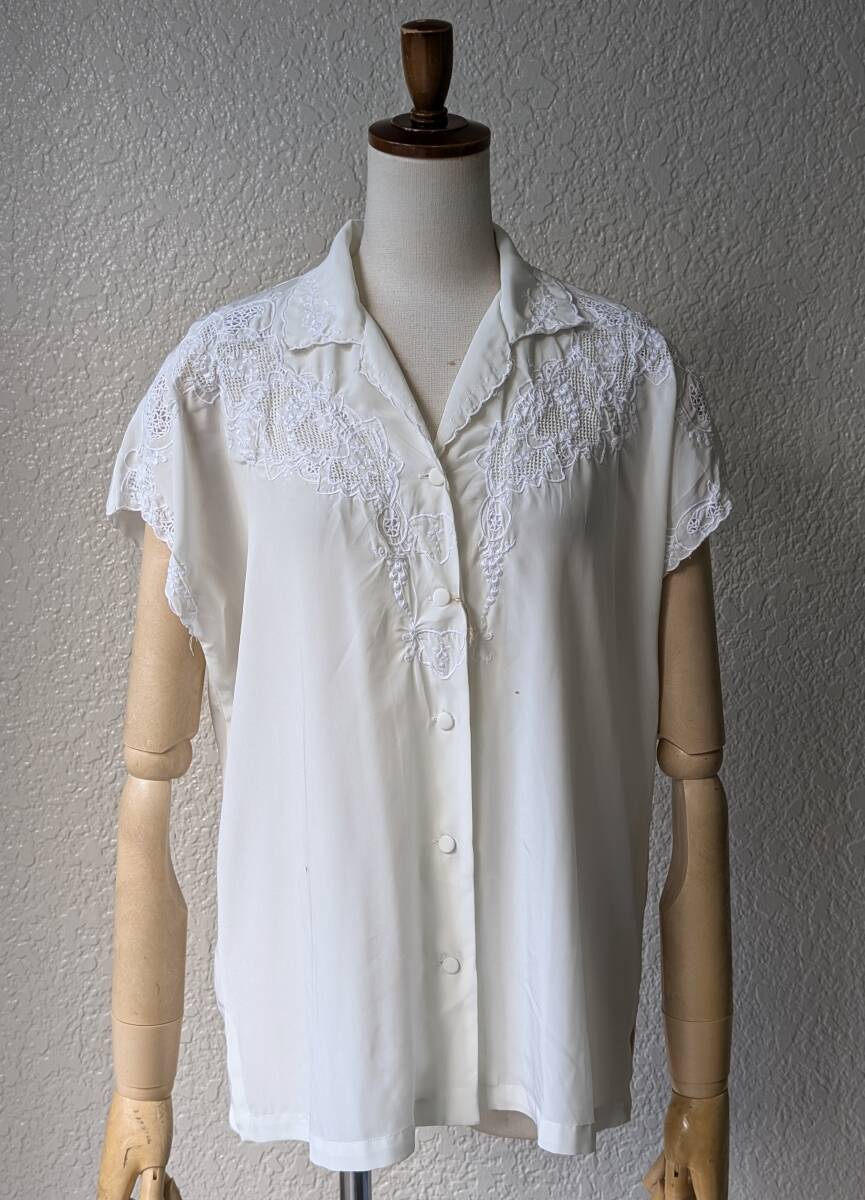 フランスヴィンテージ 80's90'sスワトウ刺繍ブラウス /中国 フランスヴィンテージ 80's90'sスワトウ刺繍ブラウス /中国
