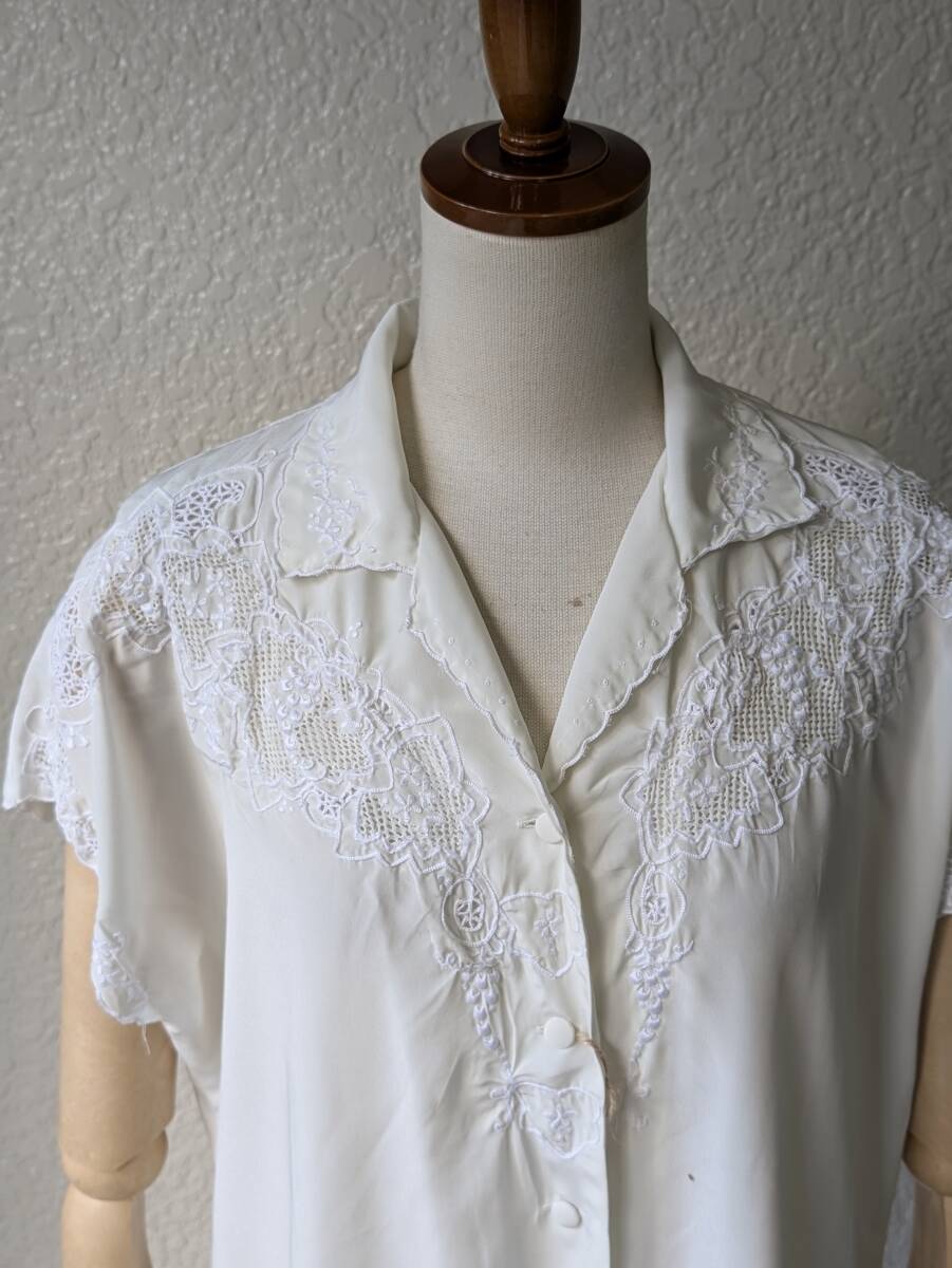 フランスヴィンテージ 80's90'sスワトウ刺繍ブラウス /中国 フランスヴィンテージ 80's90'sスワトウ刺繍ブラウス /中国