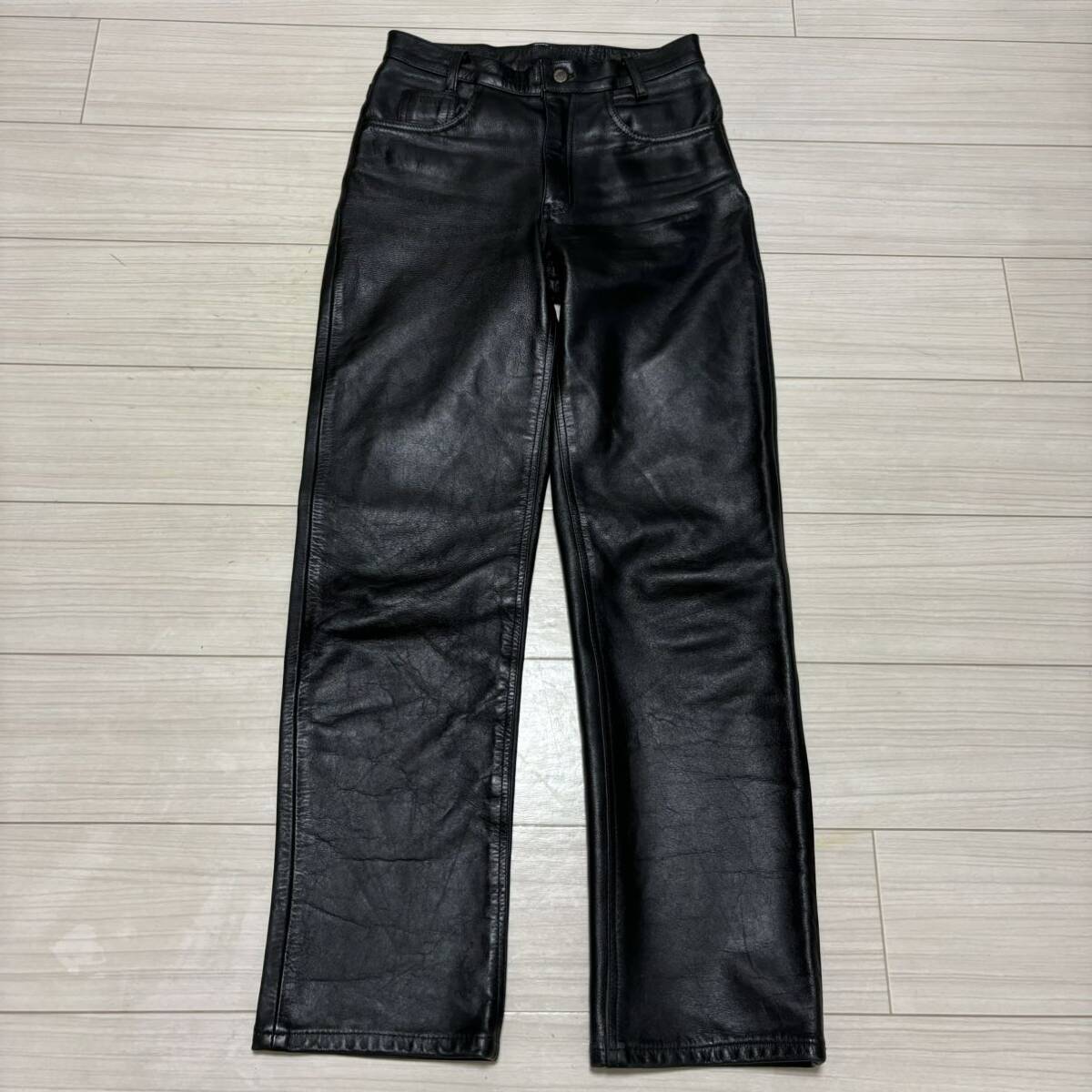 BBH B B H CLOTHING マエノ 中厚 牛革 レザー パンツ 29 黒 BBH B B H CLOTHING マエノ 中厚 牛革 レザー パンツ 29 黒