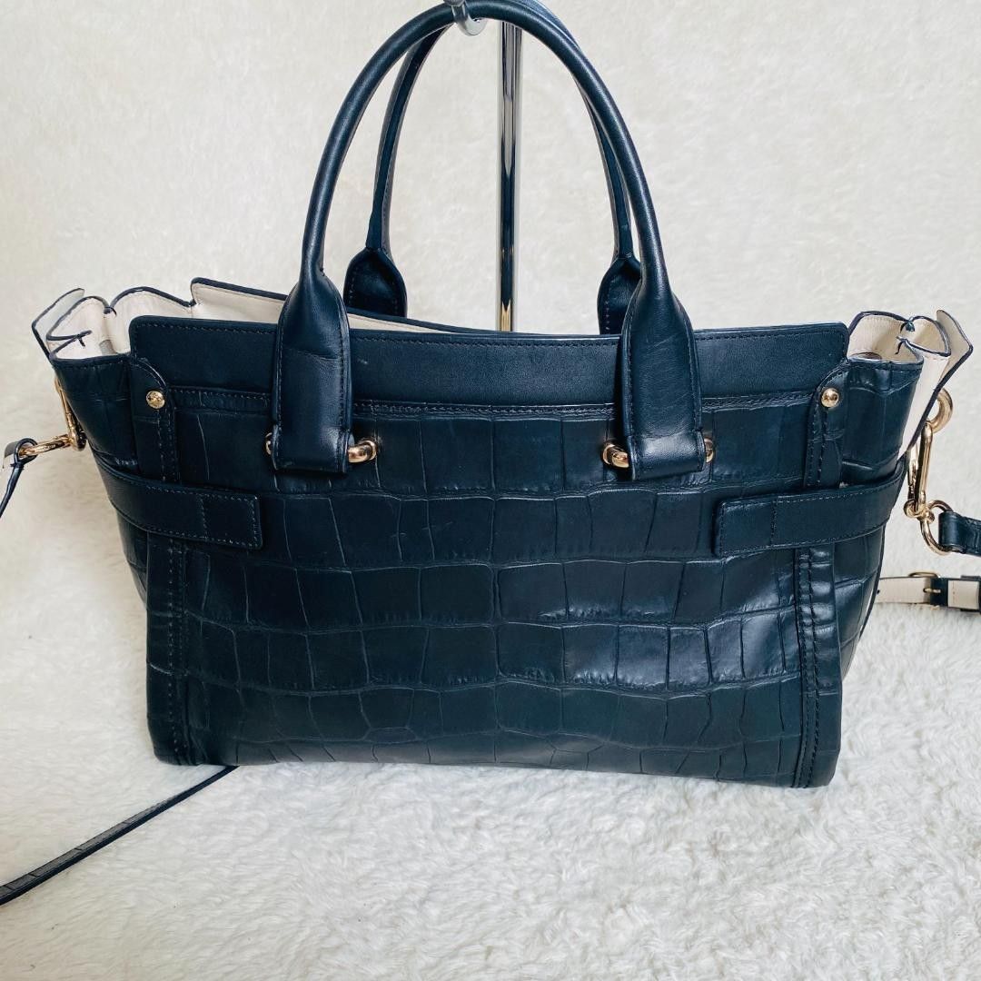 美品✨ COACH コーチ 2way ハンドバッグ クロコ 型押し 斜め掛け COACH コーチ 2way ショルダーバッグ スワッガー クロコ型押し