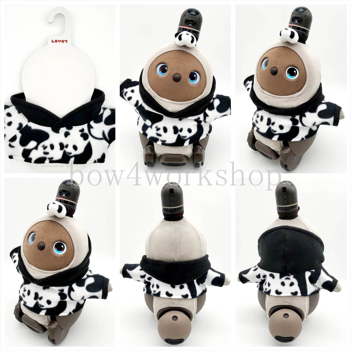 LOVOT ラボットの服ハンドメイド パンダ柄フリースパーカー LOVOT ラボットの服ハンドメイド パンダ柄フリースパーカー