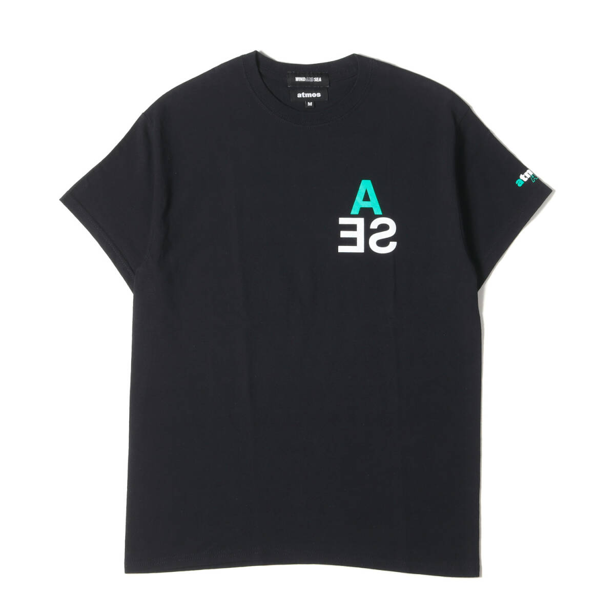 新品 WIND AND SEA ウィンダンシー Tシャツ サイズ:M 20SS ATMOS コラボロゴ クルーネック Tシャツ ブラック トップス