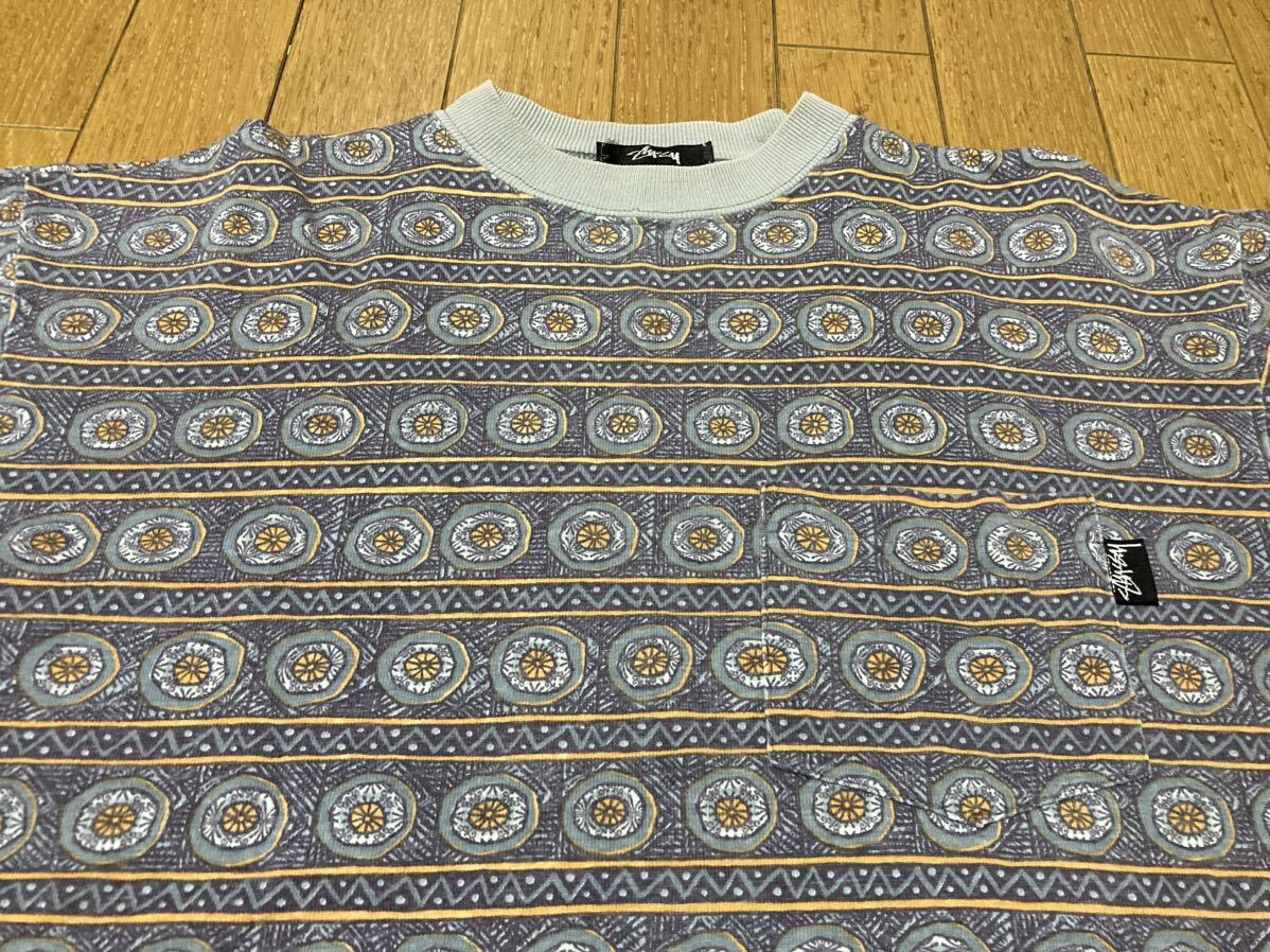 80s USA製 OLD STUSSY 総柄 Tシャツ S 黒タグ ボーダー tomtom 80s USA製 OLD STUSSY 総柄 Tシャツ S 黒タグ ボーダー tomtom