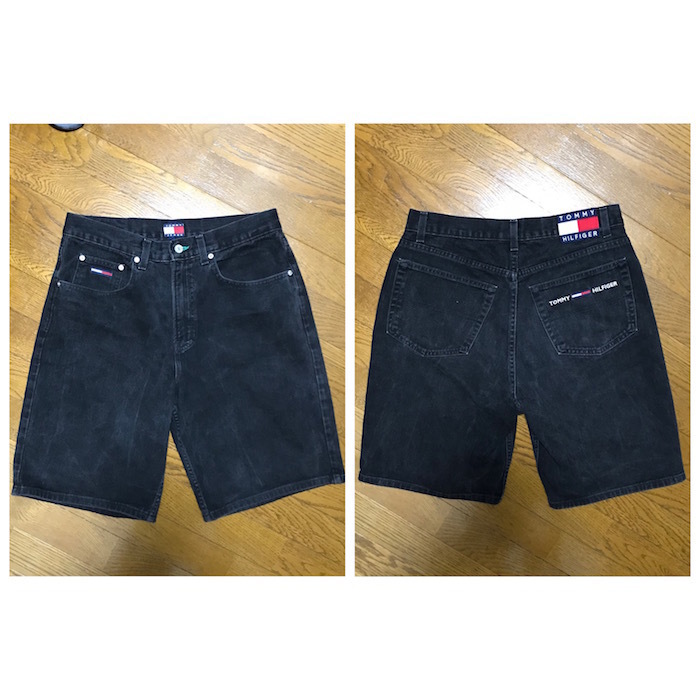特価商品 TOMMY USA製 【送料無料】90s JEANS ブラック フラッグロゴ 古着 デニムショーツ vintage ボトムス 特価商品 TOMMY USA製 【送料無料】90s JEANS ブラック フラッグロゴ 古着 デニムショーツ vintage ボトムス