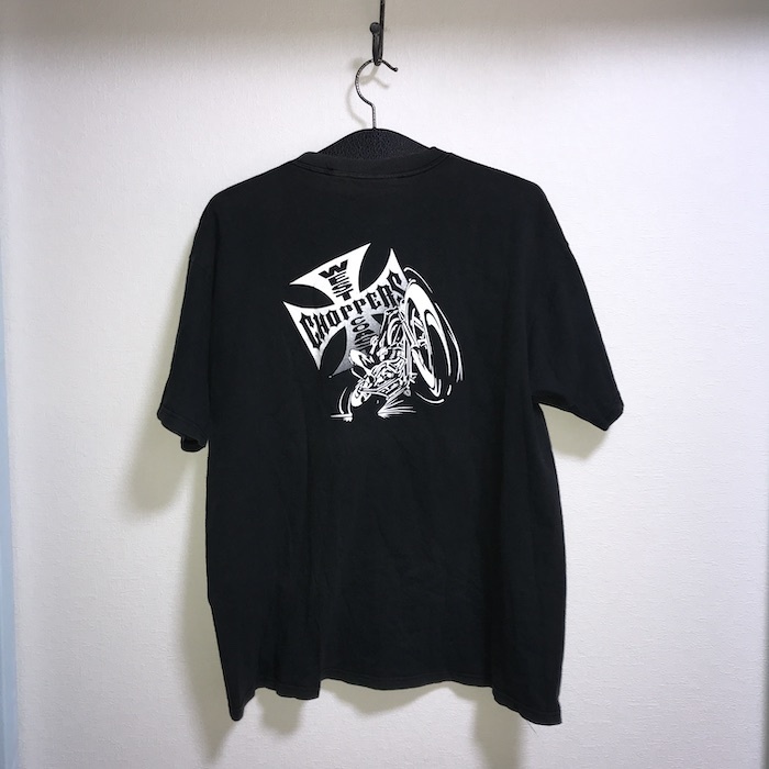 【送料無料】00s WEST COAST CHOPPERS Tシャツ vintage 古着 アイアンクロス JESSE JAMES_画像2