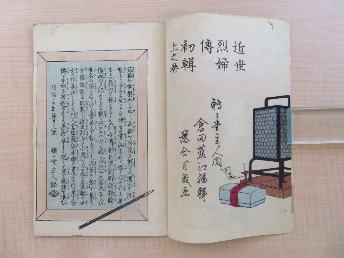 【年中無休】 倉田藍江(倉田恭英)編 落合芳幾画 安達吟光彩色木版画『近世烈婦 和書