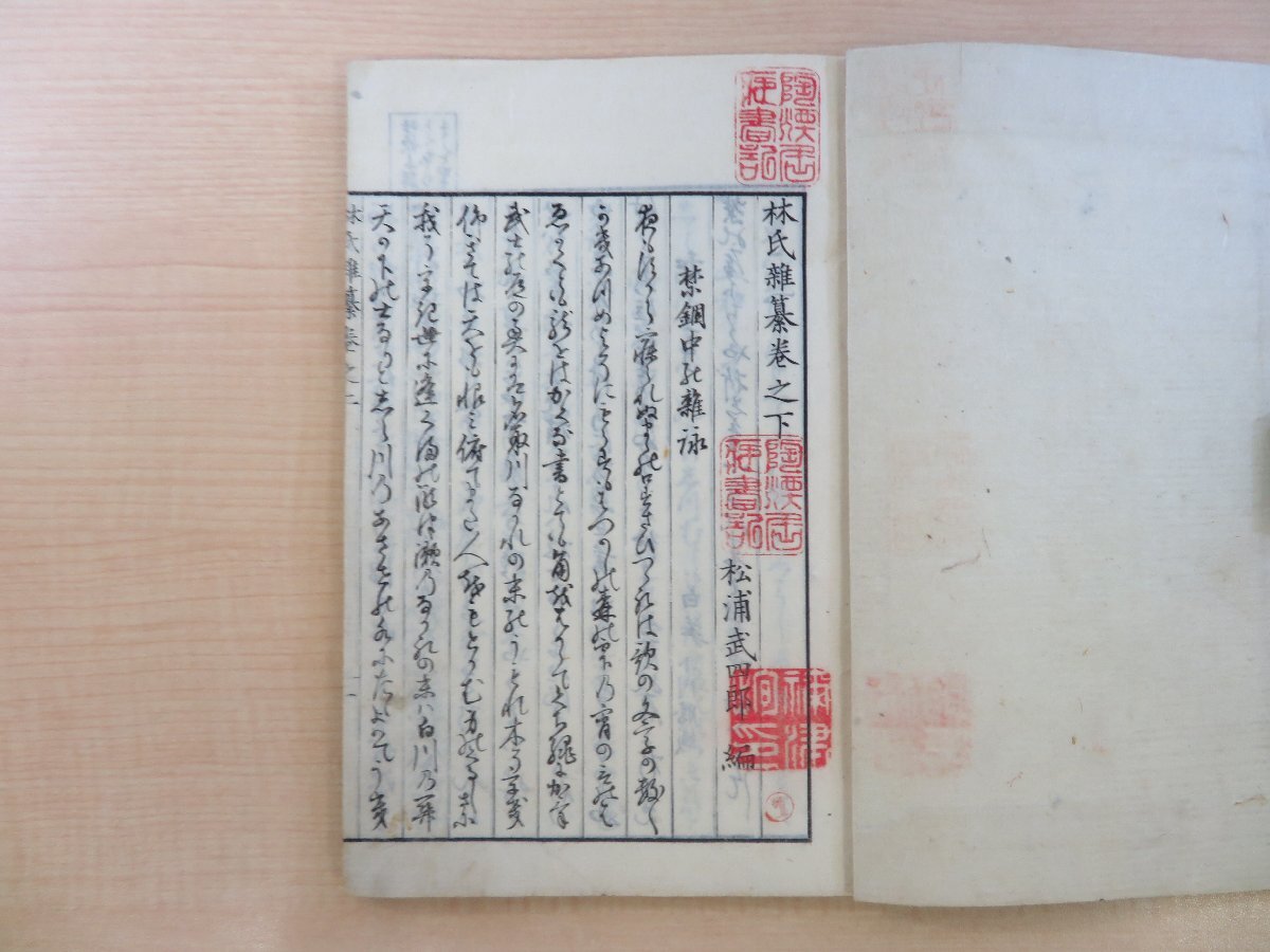 【送料0円】 6800円 林子平著 松浦武四郎編『林氏雑纂 巻之下』明治時代和本 和書