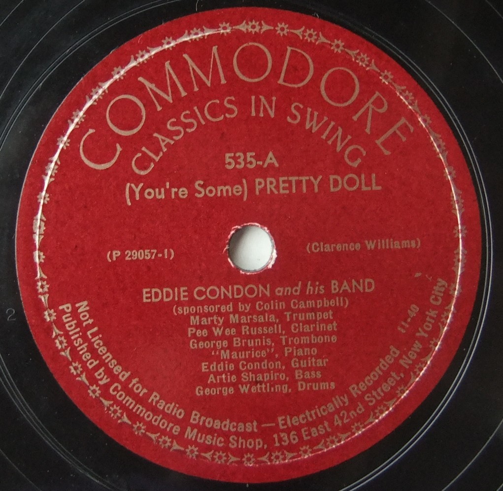 ◆ EDDIE CONDON ◆ ( You ’ re Some ) Pretty Doll / Oh Sister Ain ’ t That Hot ◆ Commodore 535 (78rpm SP) ◆_画像1