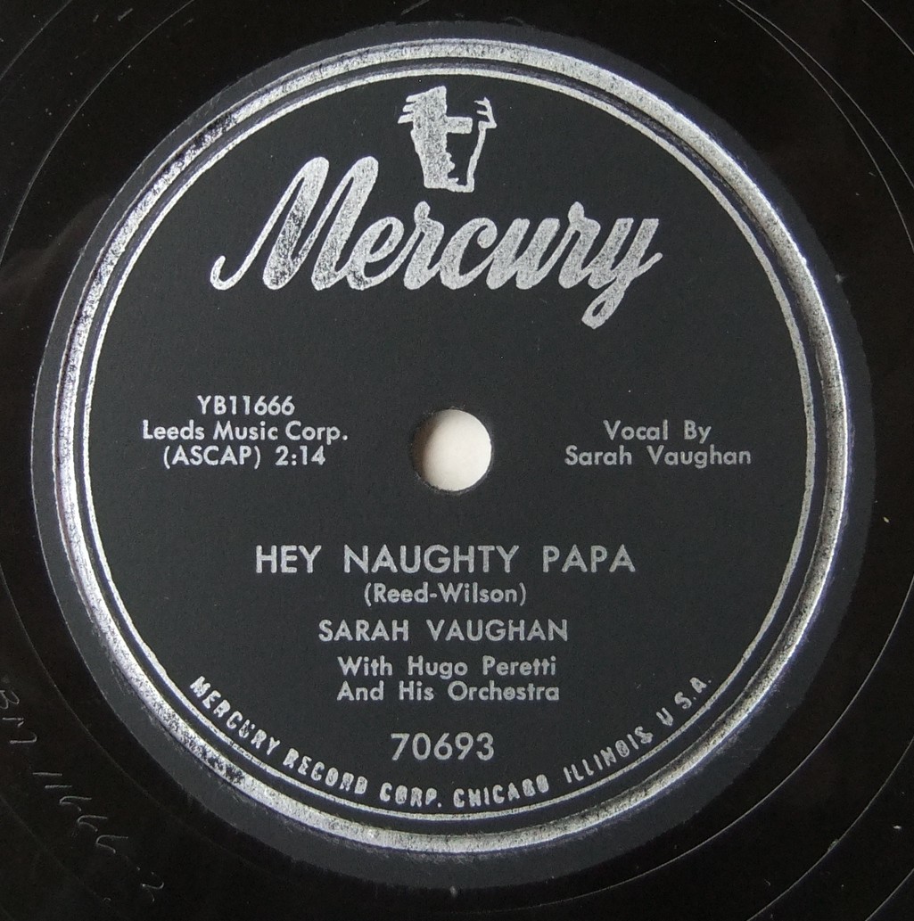 ◆ SARAH VAUGHAN ◆ Johnny, Be Smart / Hey Naughty Papa ◆ Mercury 70693 (78rpm SP) ◆_画像3