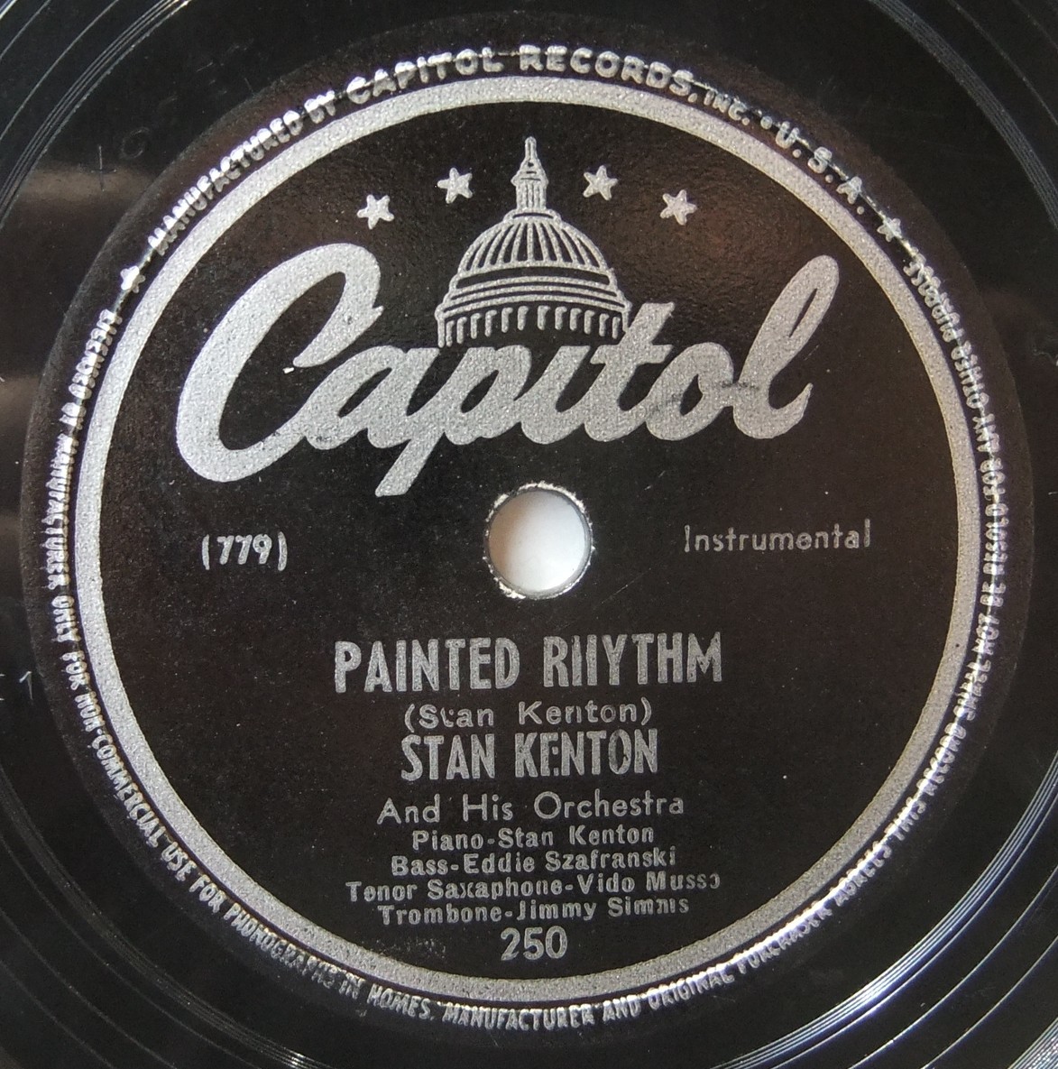 ◆ STAN KENTON ◆ Painted Rhythm / Four Months, Three Weeks, Two Days, One Hour Blues (JUNE CHRISTY) ◆ Capitol 250 (78rpm SP ◆の画像1