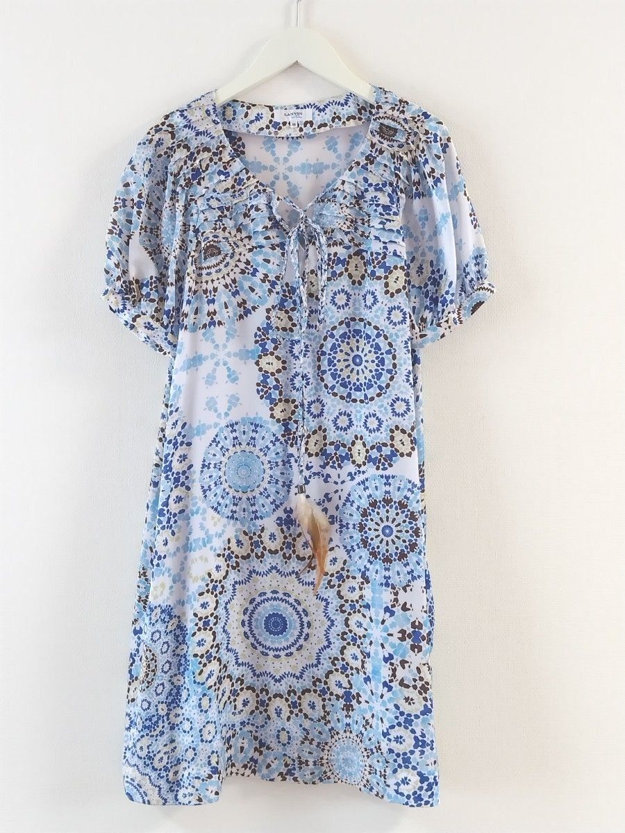 【新品未使用・美品】LANVIN en Bleu(ランバンオンブルー)チュニックワンピース　インナー付き　ブルー