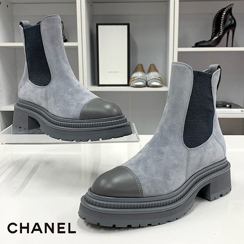 CHANEL シャネル ショートブーツ サイドゴアブーツ チェルシーブーツ 38 CHANEL シャネル ショートブーツ サイドゴアブーツ チェルシーブーツ 38