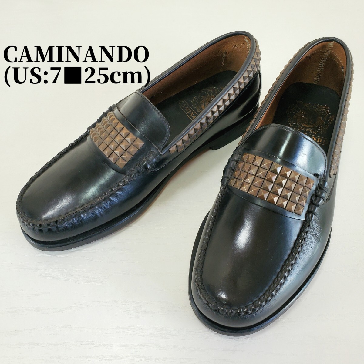 極上品 CAMINANDO カミナンド 1238 スタッズ装飾 牛革レザー 極上品 CAMINANDO カミナンド 1238 スタッズ装飾 牛革レザー