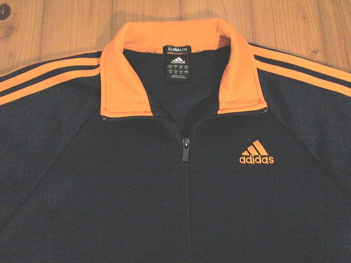 *140 размер * Adidas *adidas* Zip выше джерси жакет темно синий orange * дефект иметь клик post возможно 