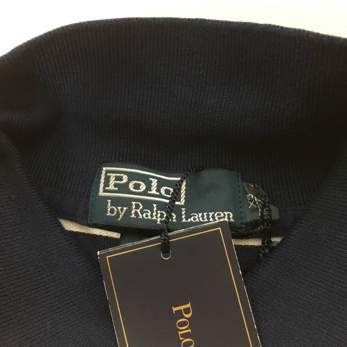 【新品】Polo Ralph Lauren ラルフローレン ビッグロゴ ポニー ポロシャツ XSサイズ CUSTOM FIT ボーダー ネイビー イエロー ホワイト 半袖_画像4