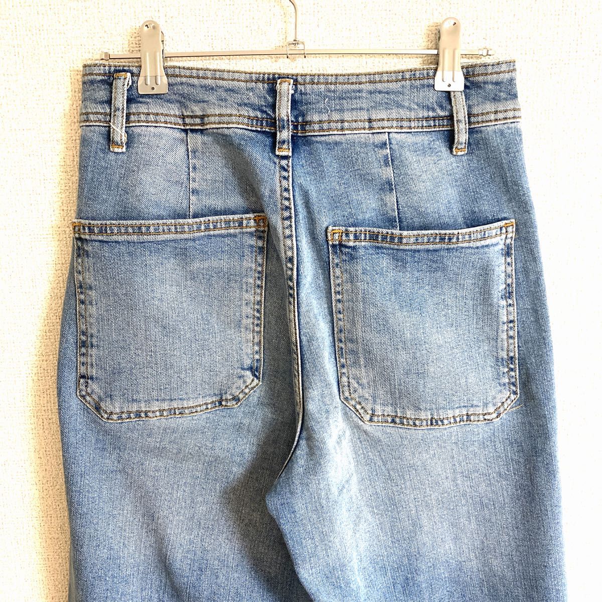 美品 ZARA ザラ ウォッシュドデニム バギー ワイドパンツ フレア 美品 ZARA ザラ ウォッシュドデニム バギー ワイドパンツ フレア
