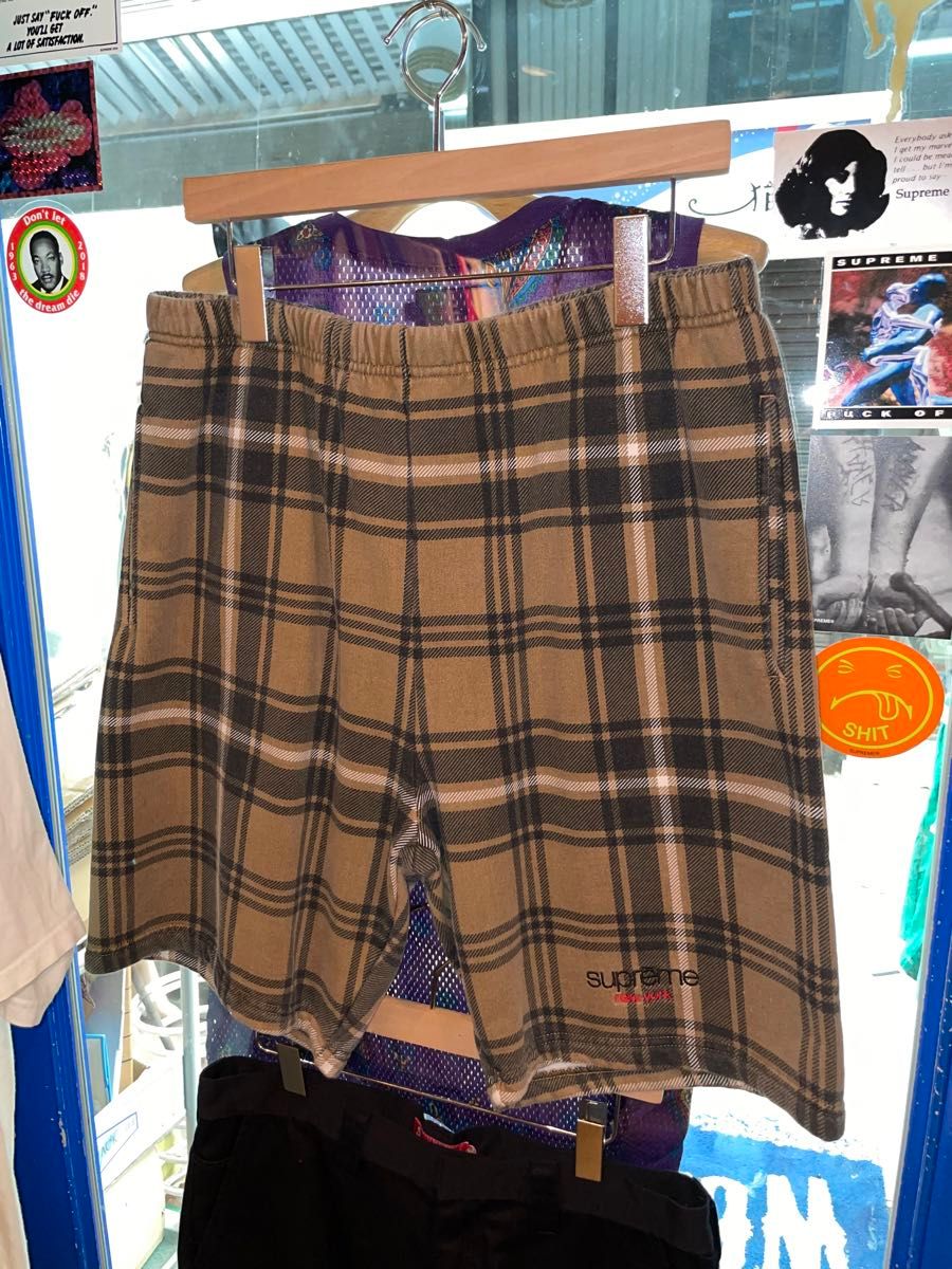 Supreme Plaid Sweatshort Brown Sチェックショーツ 21ss Supreme Plaid Sweatshort Brown S ベージュ シュプリーム