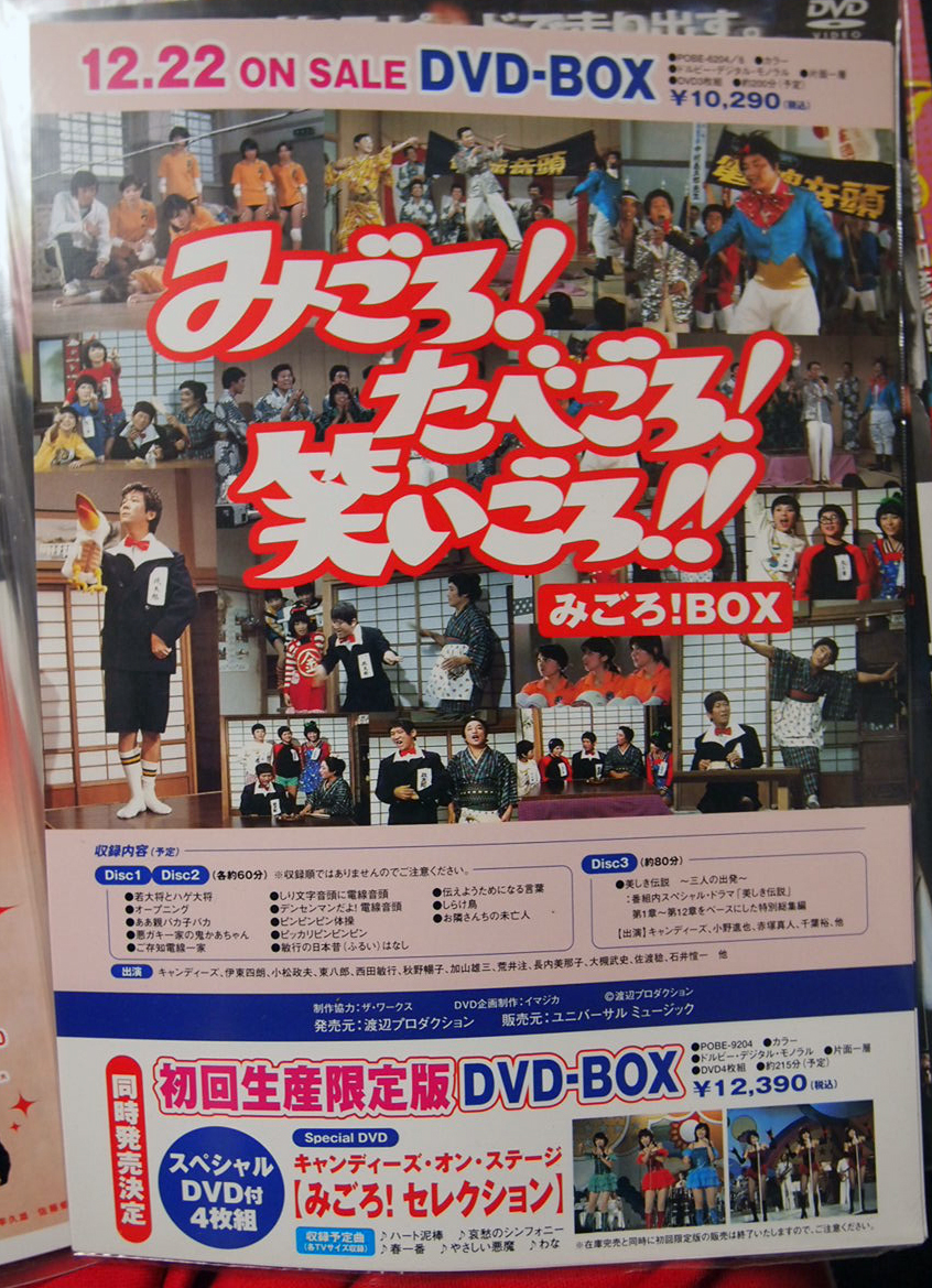 ●DVD：『みごろ！たべごろ！笑いごろ！』：チラシ。 ファイルに入れて保存してきました。