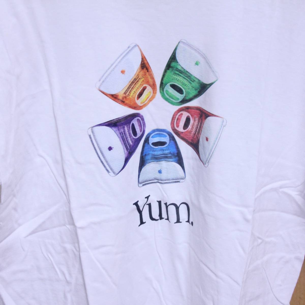 00s デッドストック レア Apple Computer アップル コンピューター iMac Yum. Tシャツ 非売品 ノベルティ Think Different レインボーロゴ