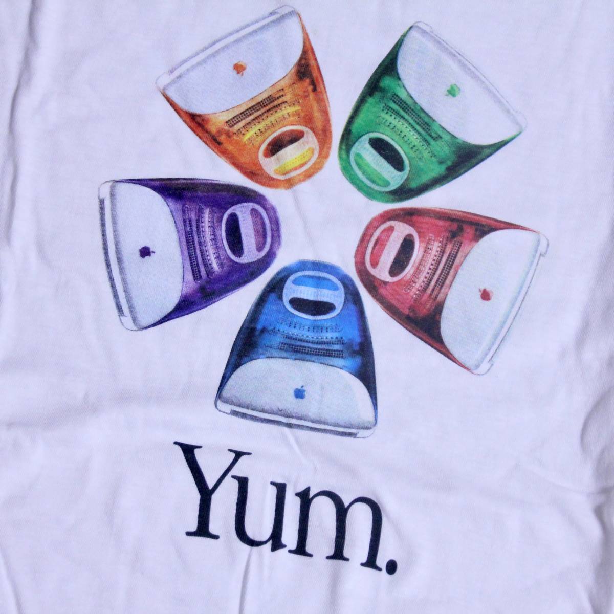 00s デッドストック レア Apple Computer アップル コンピューター iMac Yum. Tシャツ 非売品 ノベルティ Think Different レインボーロゴ