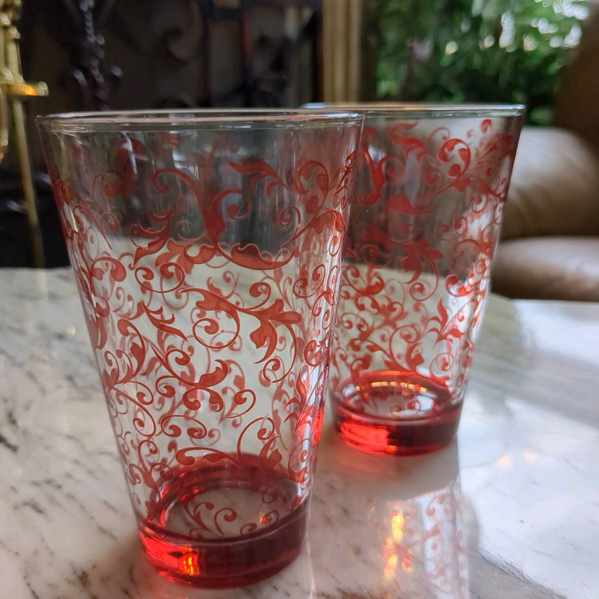 a857 Italy made CERVE che rube goblet wine glass . tumbler glass 4 piece set ( red * white ) elegant ala Beth k pattern 