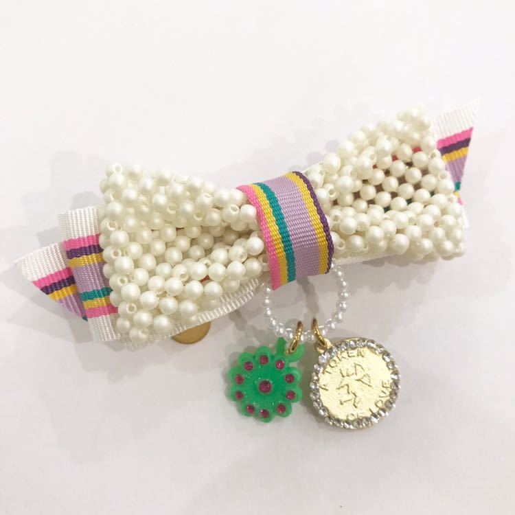 [ new goods unused ]fafafefe hair clip ribbon pa- ruby z charm coin accessory presentation party 