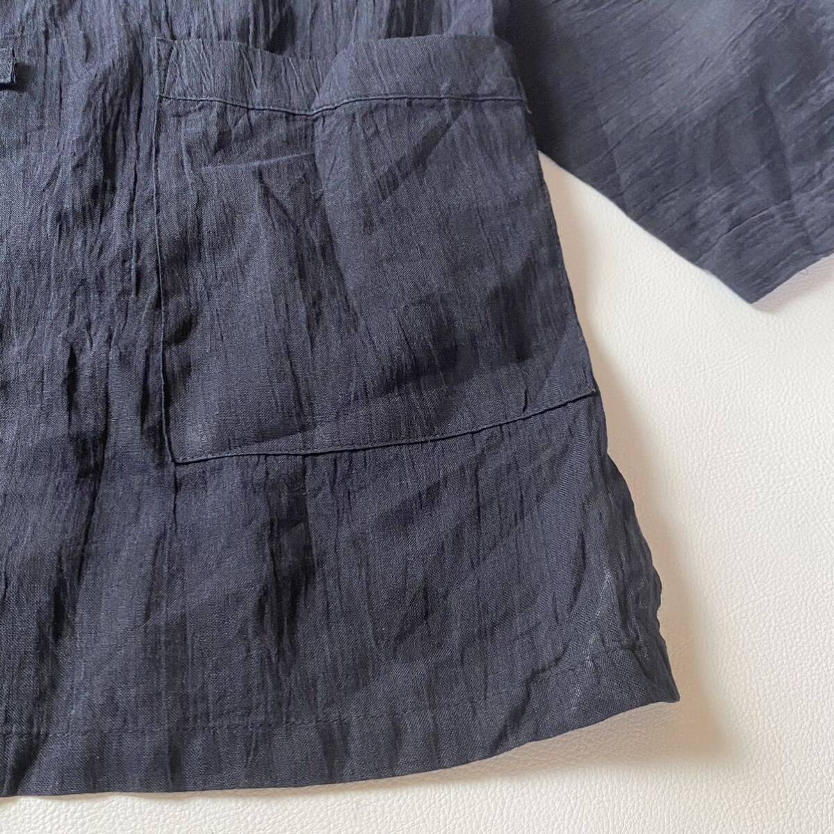  san . flax 100% kimono. san .. Samue long sleeve largish navy blue car li feeling. exist material..