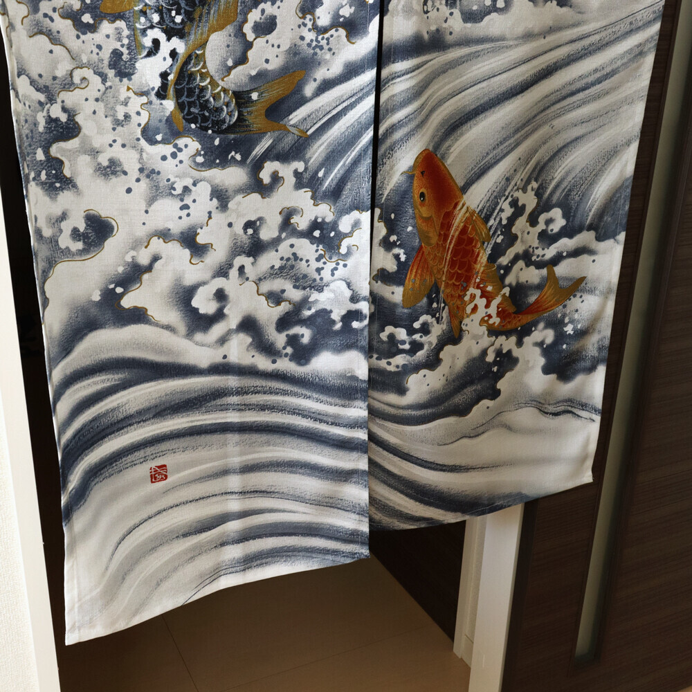 新品】暖簾「鯉の滝登り」 和風 本縫いのれん 85X150cm|Yahoo 新品】暖簾「鯉の滝登り」 和風 本縫いのれん 85X150cm|Yahoo