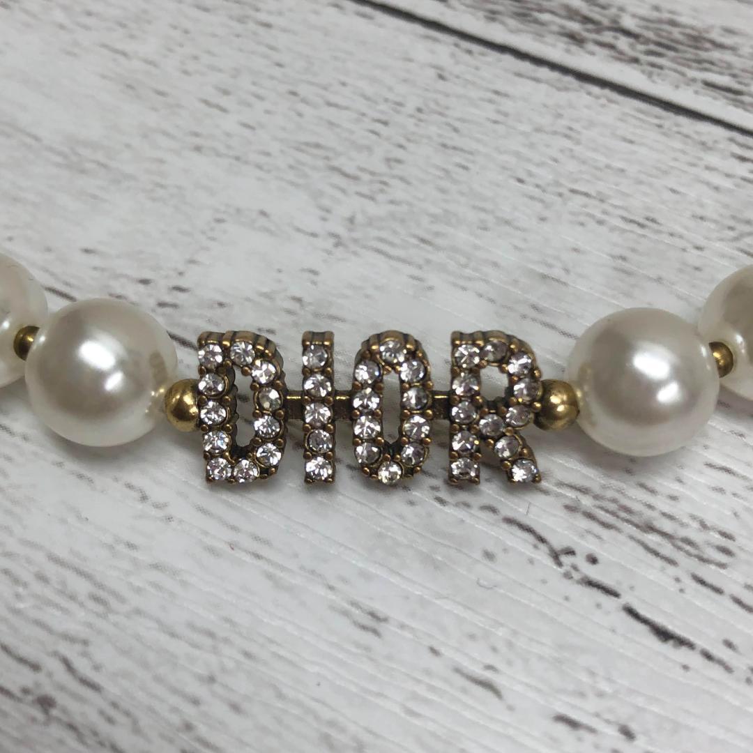 美品】Dior ディオール ロゴ ラインストーン ネックレス 美品】Dior ディオール ロゴ ラインストーン ネックレス