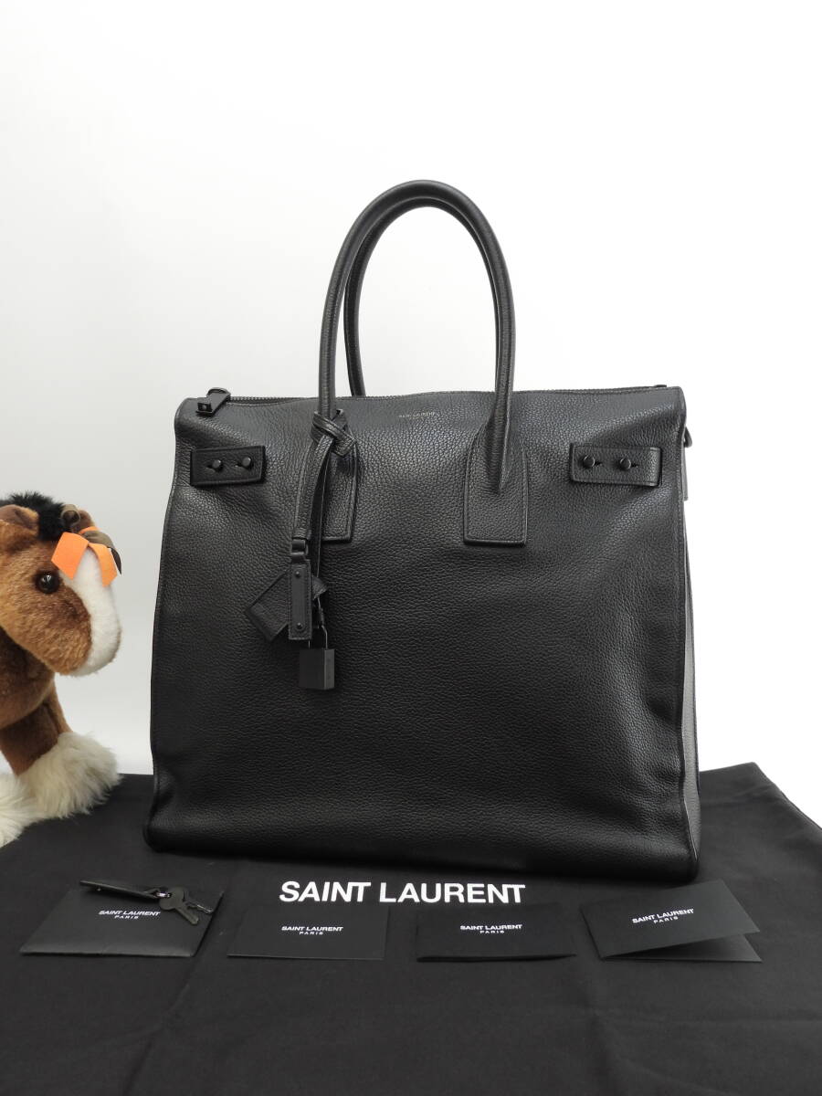 サンローラン サックドジュール YSL レザー黒 メンズトート サンローラン サックドジュール YSL レザー黒 メンズトート