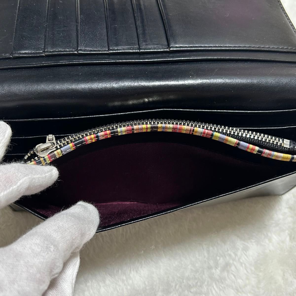 Paul Smith ポールスミス マルチストライプ ロゴ型押し 牛革 Paul Smith ポールスミス マルチストライプ ロゴ型押し 牛革