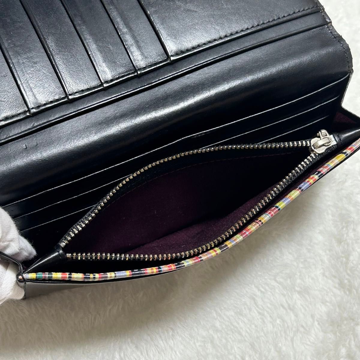 Paul Smith ポールスミス マルチストライプ ロゴ型押し 牛革 Paul Smith ポールスミス マルチストライプ ロゴ型押し 牛革