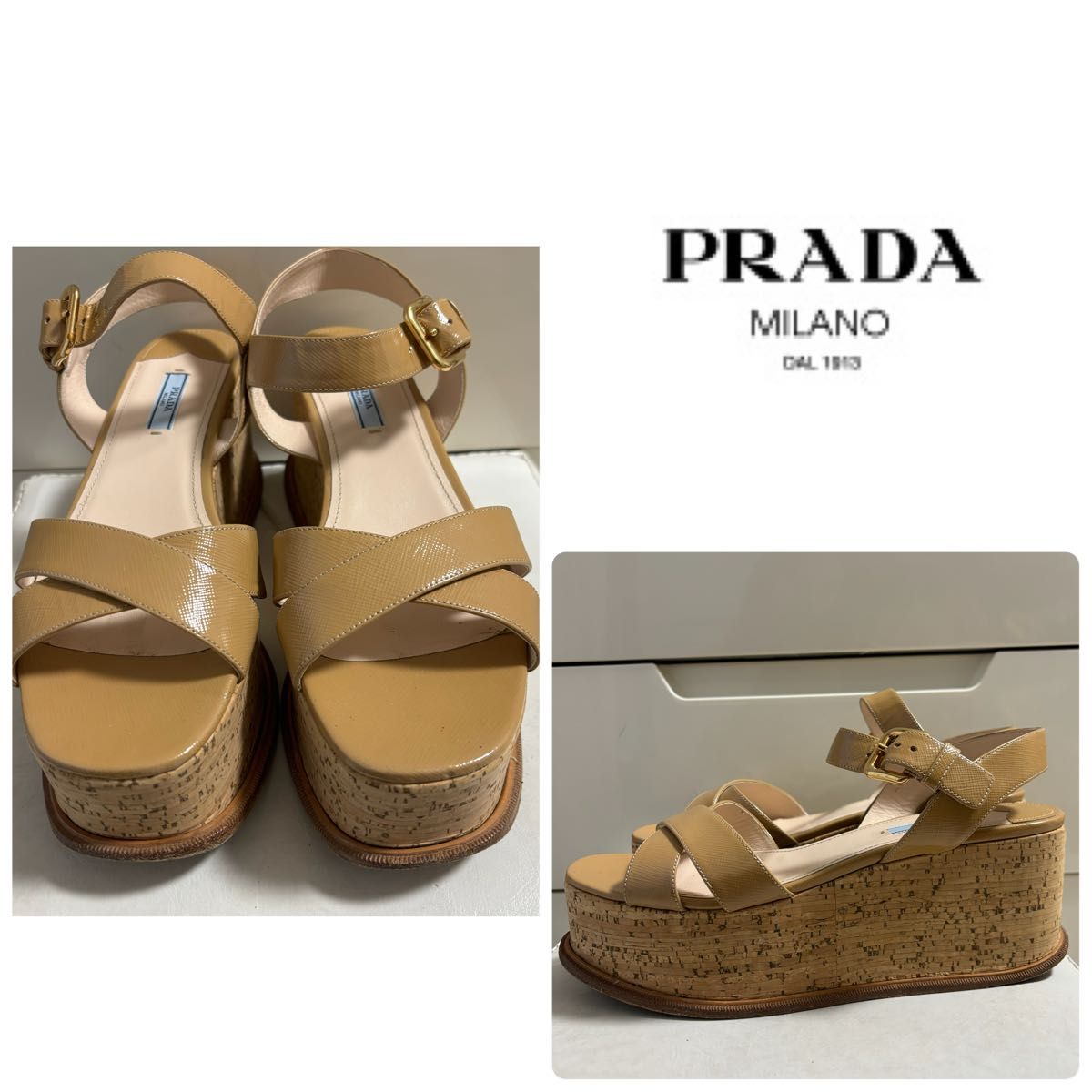【PRADA】プラダ サンダル ベージュ 2025AW プラダ ベージュレザー 厚底 サンダル|Yahoo!フリマ(旧PayPay