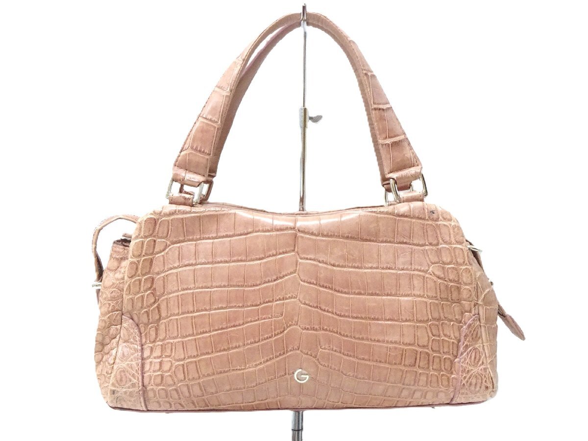 GRES PARIS グレ 本革クロコダイル ピンク 2WAY ハンドバッグ GRES PARIS グレ 本革クロコダイル ピンク 2WAY ハンドバッグ