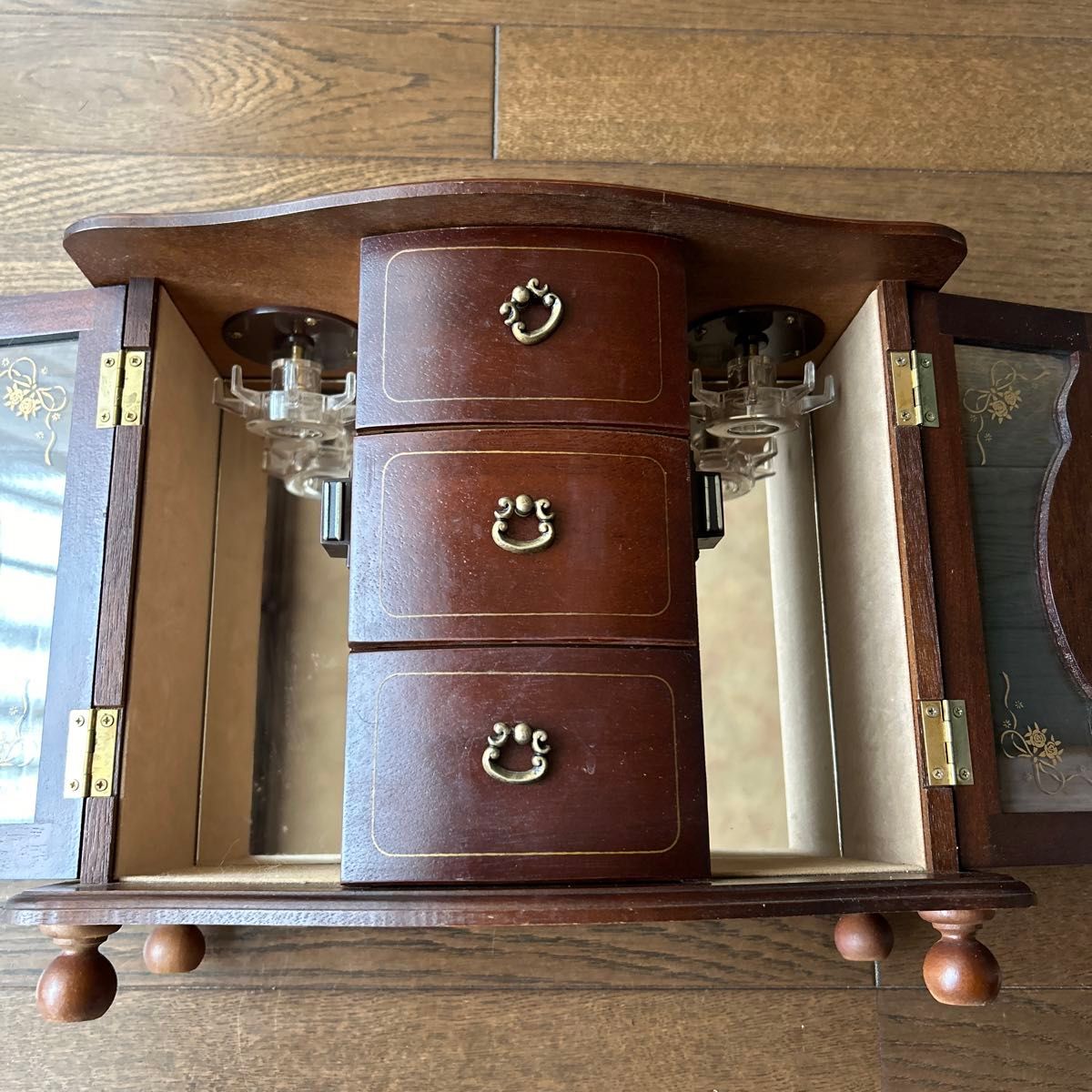 大型ジュエリーボックス アクセサリーケース 木製 昭和レトロ 大型ジュエリーボックス アクセサリーケース 木製 昭和レトロ