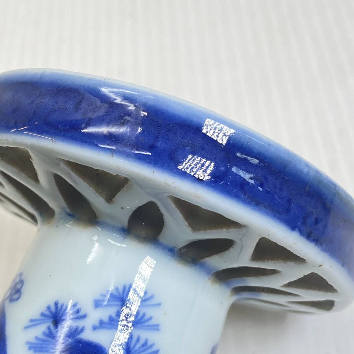 古伊万里 染付 盃台 アンティーク 杯台 骨董 うつわ 陶器 古伊万里 染付 盃台 アンティーク 杯台 骨董 うつわ 陶器