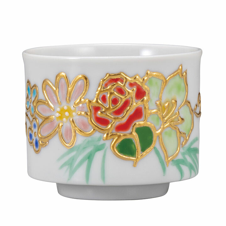 九谷焼！ 相川志保　☆花まとい・ぐい呑☆ K8-3011 新品 杯 サカズキ お猪口 ギフト