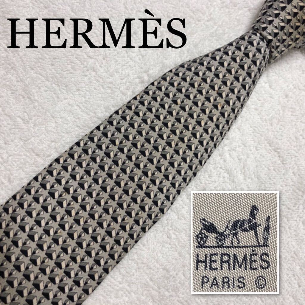 HERMES エルメス ネクタイ 図形 無機物 総柄 シルク100 HERMES エルメス ネクタイ 図形 無機物 総柄 シルク100