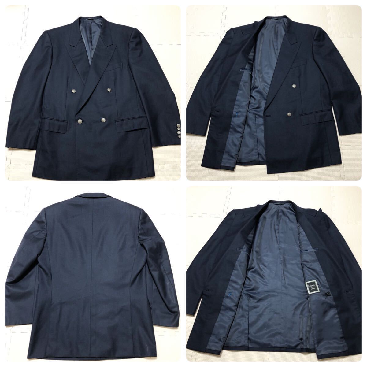 Christian Dior 金ボタンネイビー ダブルスーツ 美品 Christian Dior クリスチャンディオール ブレザー 紺ブレ