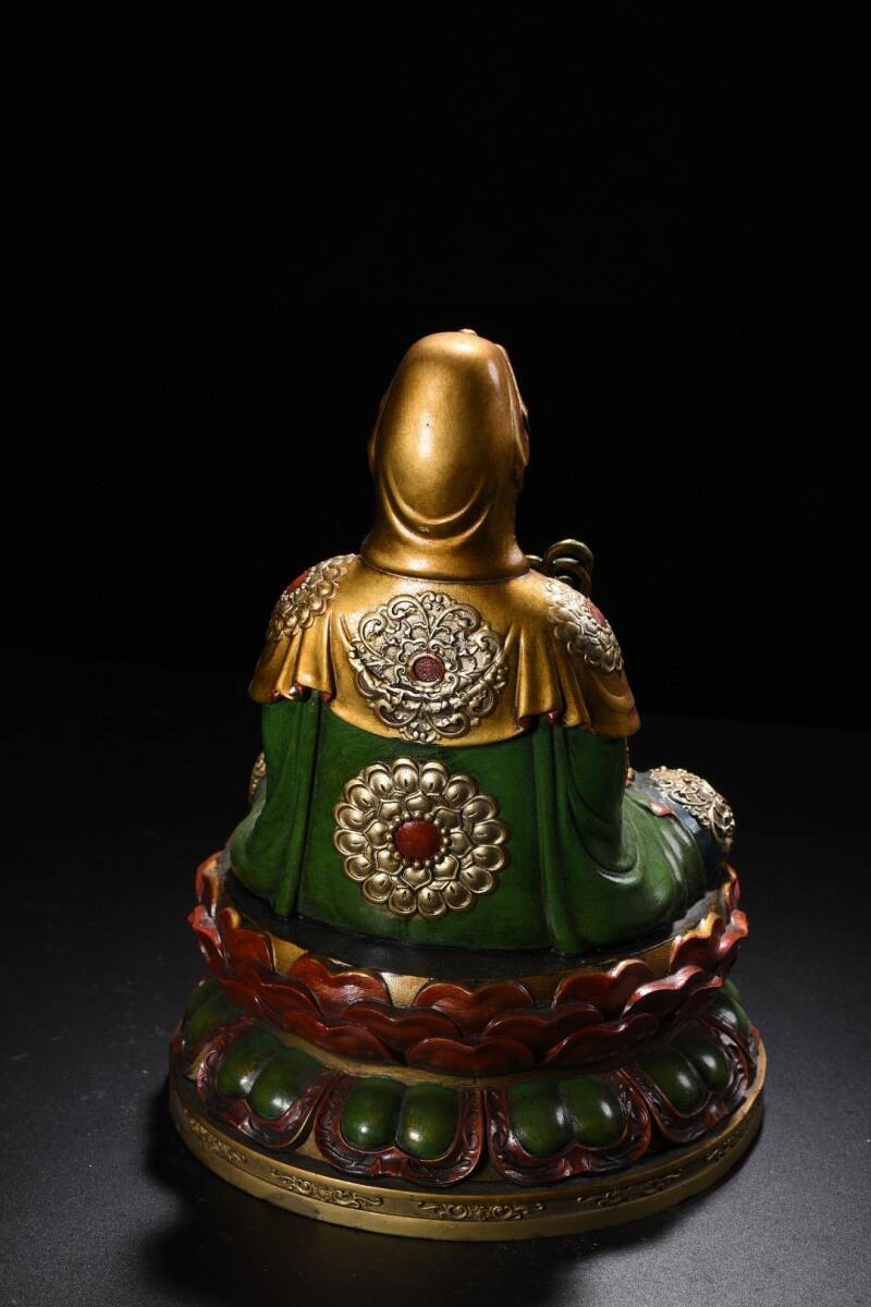 蔵友旧蔵出 銅製 彩繪 描金 觀音菩薩像 貴重物品 密宗密教 供養 蔵友旧蔵出 銅製 彩繪 描金 觀音菩薩像 貴重物品 密宗密教 供養