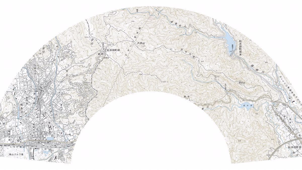 地図扇子④ 軽井沢銀座 旧軽 国土地理院 5万分の1地形図 廃図原紙 未開封新品 横軽アプト道 旧中山道 めがね橋 熊ノ平 碓氷峠 頭文字D EF63_画像1