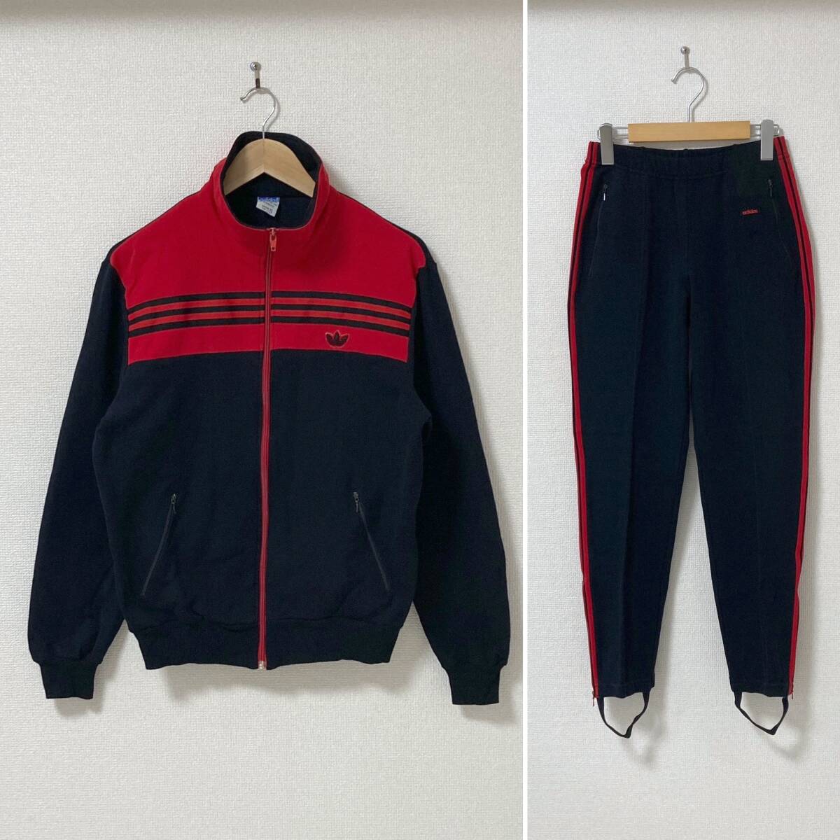 希少 5サイズ セットアップ adidas 西ドイツタグ ジャージ 赤黒 希少 5サイズ セットアップ adidas 西ドイツタグ ジャージ 赤黒