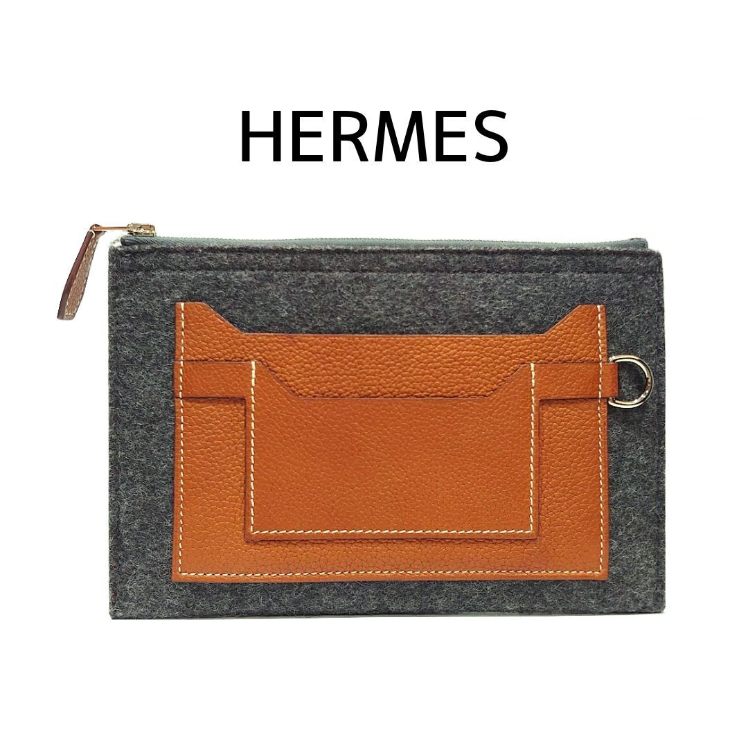鑑定済】HERMES エルメス トゥードゥー 20 ポーチ フェルト 鑑定済】HERMES エルメス トゥードゥー 20 ポーチ フェルト