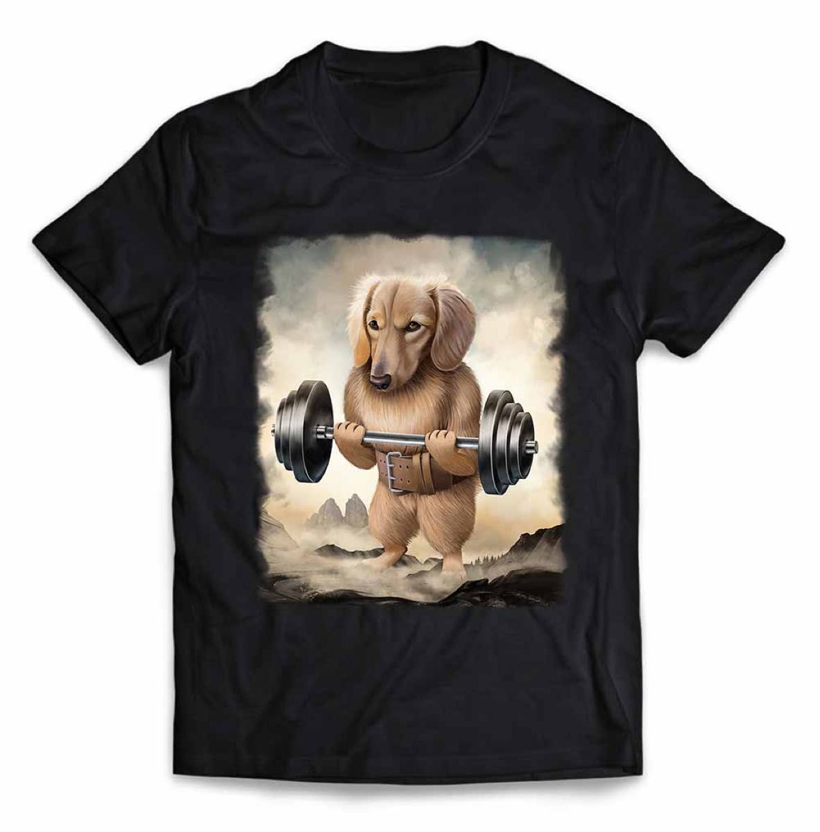 メンズ Tシャツ ダックスフント 犬 ドッグ プリント a1275 ダックスフンド いぬ 犬 筋トレ 筋肉バーベル 半袖 Tシャツ
