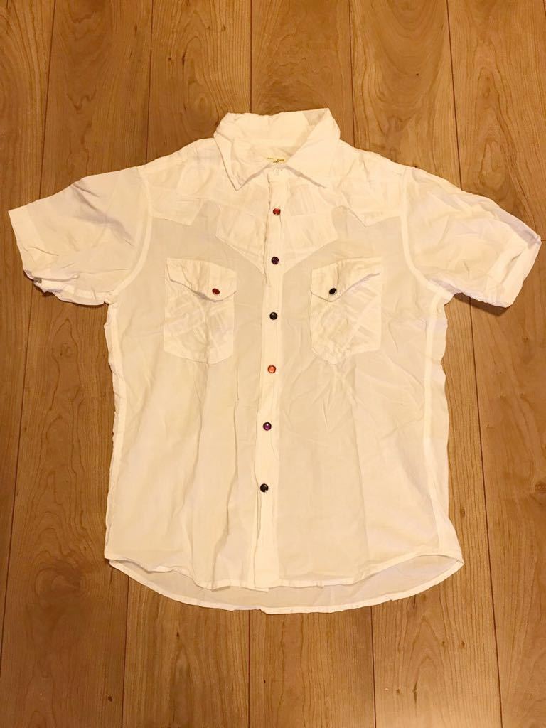  color snap-button short sleeves western shirt sizeM white white 