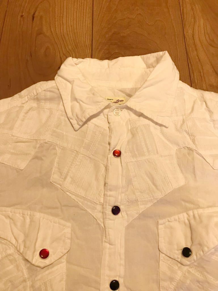  color snap-button short sleeves western shirt sizeM white white 