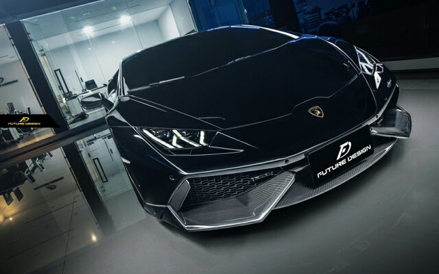 【FUTURE DESIGN 正規品】Lamborghini ランボルギーニ LP610-4 6ピースカーボン フロント用リップスポイラー 本物DryCarbon NS _画像2