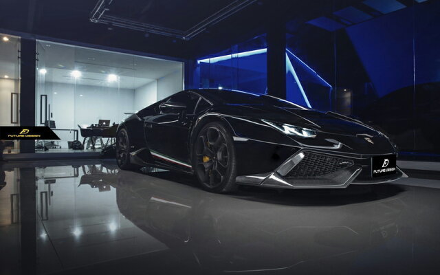 【FUTURE DESIGN 正規品】Lamborghini ランボルギーニ LP610-4 6ピースカーボン フロント用リップスポイラー 本物DryCarbon NS _画像5